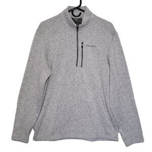 Eddie Bauer Men's Pullover Top Long Sleeve 1/4 Zip Light Gray Heather Size Large